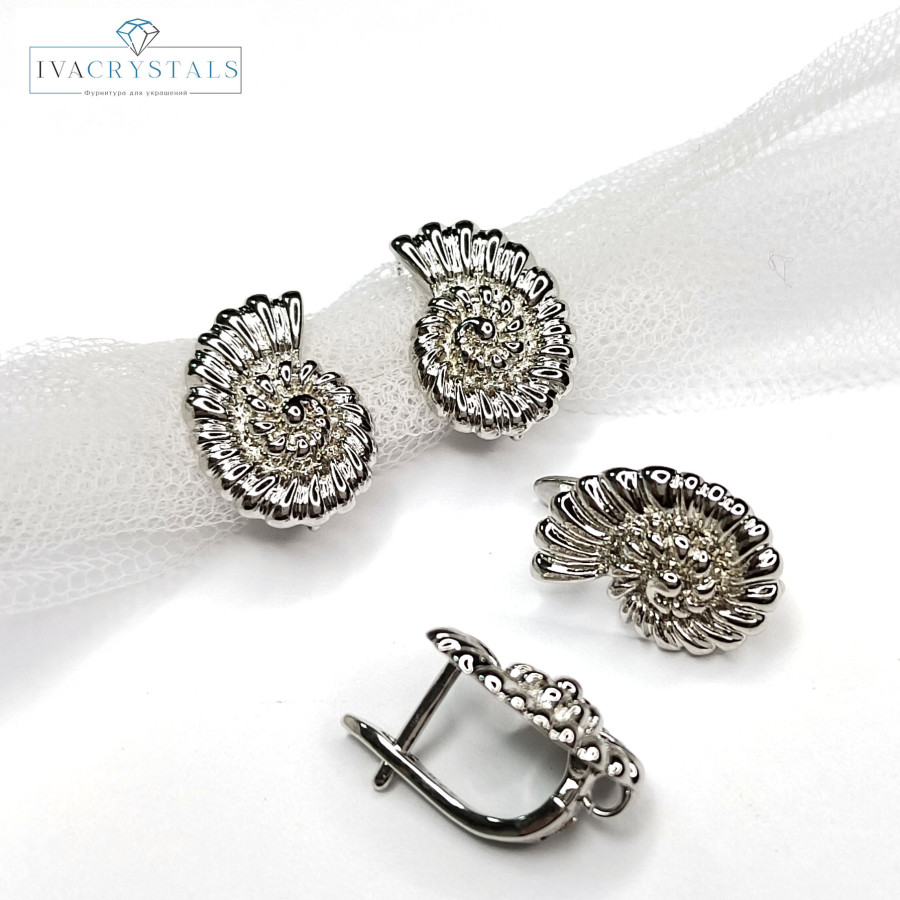 Швензы Ракушки 16,5х12 мм, покрытие Родий, пара