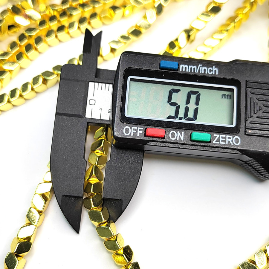 5х3,7 мм Гематит с гранями (Ёлочка), Позолота, НИТЬ 40 см