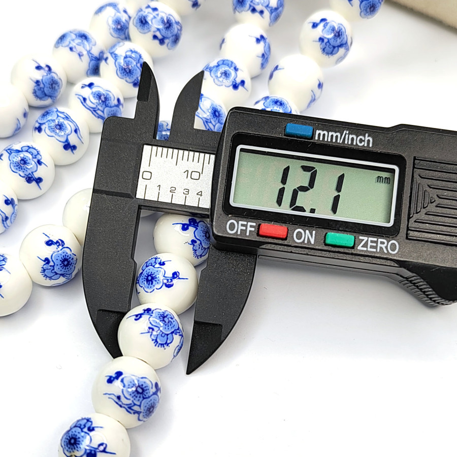 Бусина керамическая 12 мм Гжель, ШТУКА