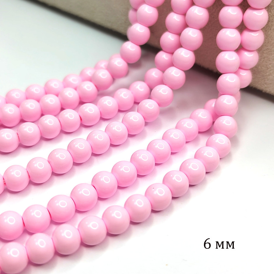 Жемчуг Майорка (стекло), цвет розовый 6 мм
