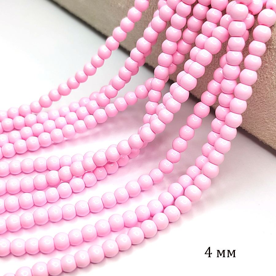 Жемчуг Майорка (стекло), цвет розовый 4 мм