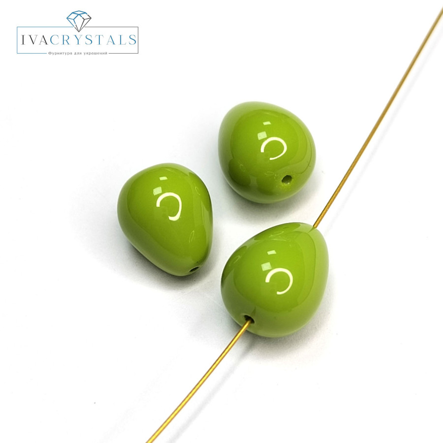 Жемчуг майорка (стекло) 12х10 мм Зелёный
