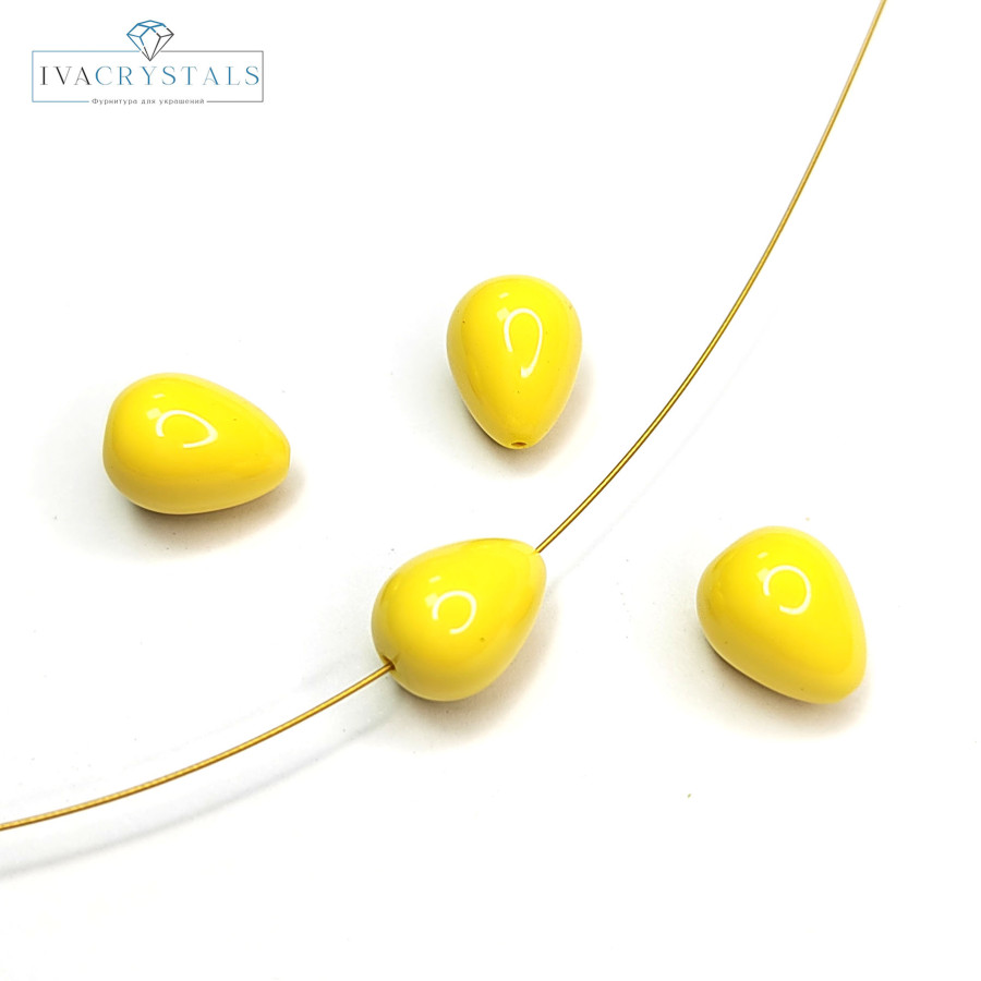 Жемчуг майорка (стекло) 12х10 мм Жёлтый