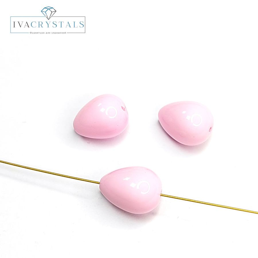 Жемчуг майорка (стекло) 12х10 мм Розовый