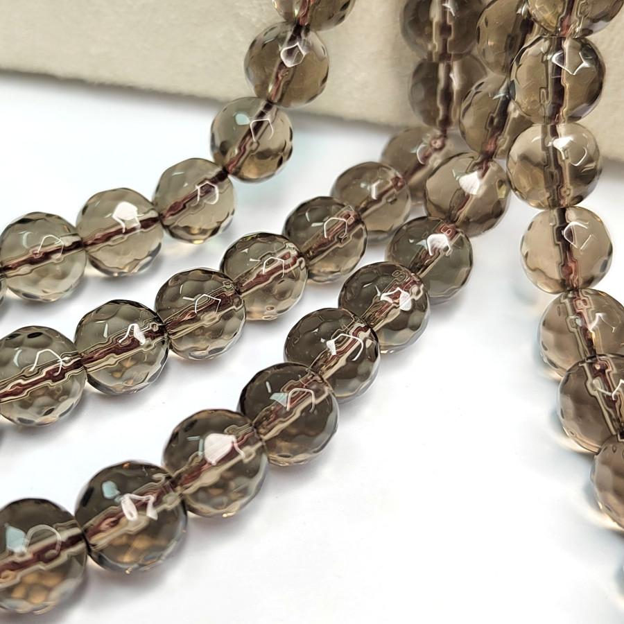 Раухтопаз натуральный, Дымчатый кварц 10 мм, нить 38 см Нить 39-40 см