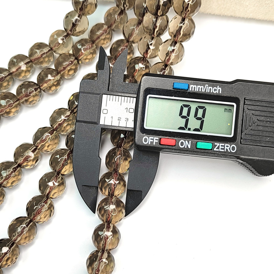 Раухтопаз натуральный, Дымчатый кварц 10 мм, нить 38 см Пол-нити (20 бусин)