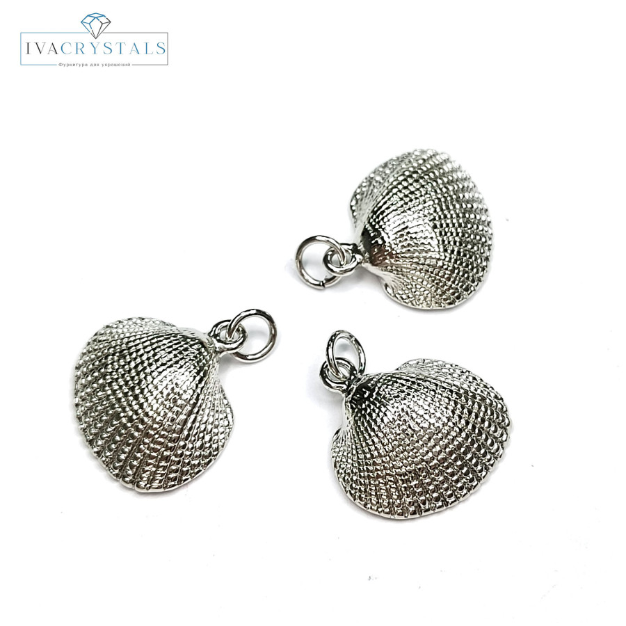 Подвеска Ракушка 17х16 мм, штука покрытие Родий