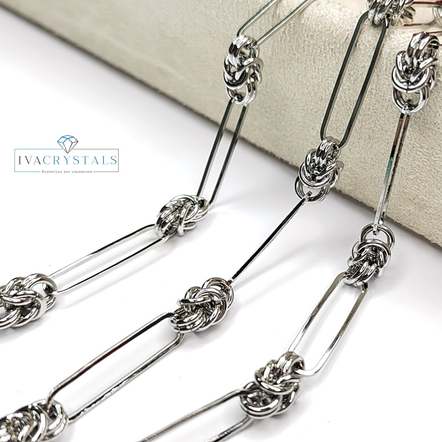 25х6 мм Цепь крупная, 20 см Родий