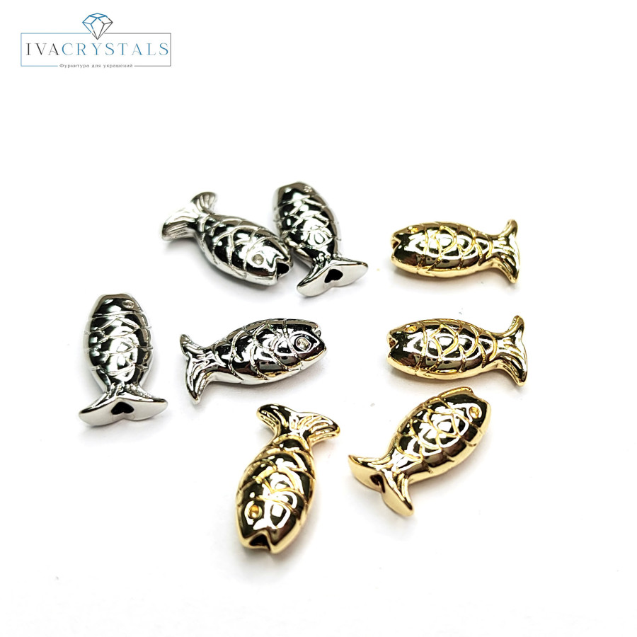 Разделительная бусина Рыбка 12х7 мм, ШТУКА