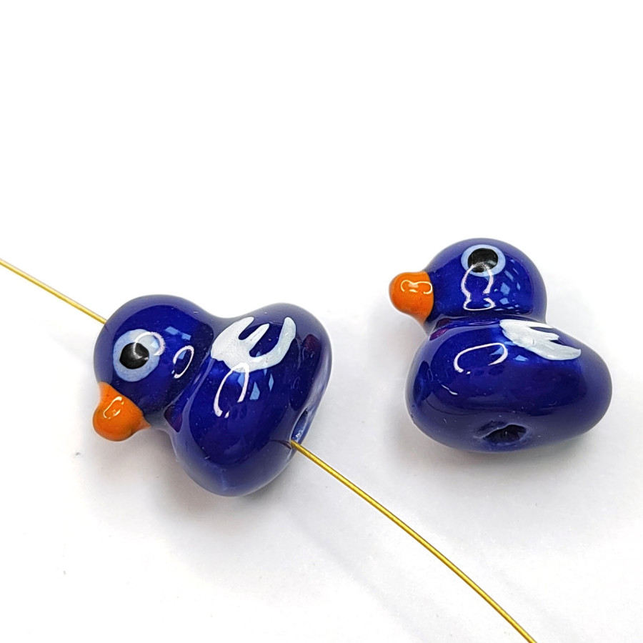 Уточка керамическая 12х9 мм, штука Синяя