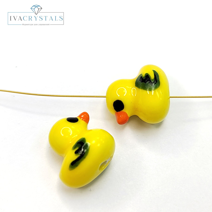 Уточка керамическая 12х9 мм, штука Жёлтая