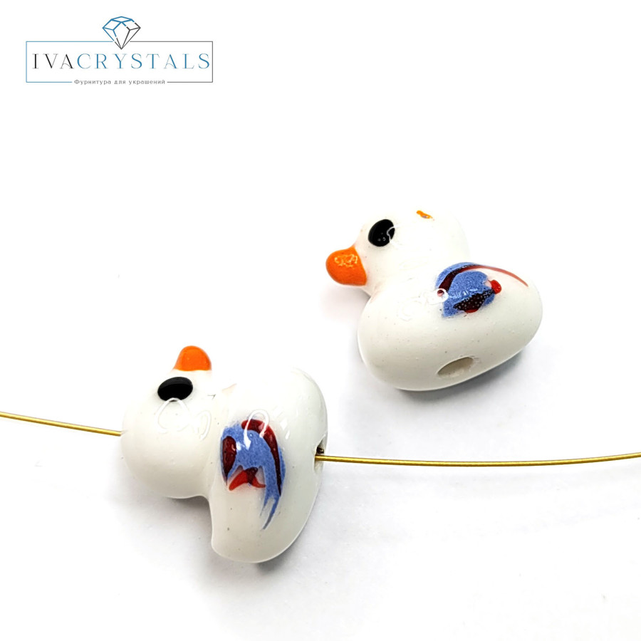 Уточка керамическая 12х9 мм, штука Белая