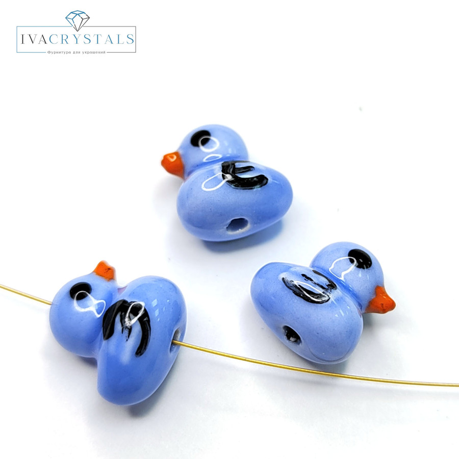 Уточка керамическая 12х9 мм, штука Голубая