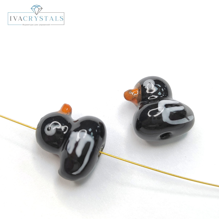 Уточка керамическая 12х9 мм, штука Чёрная