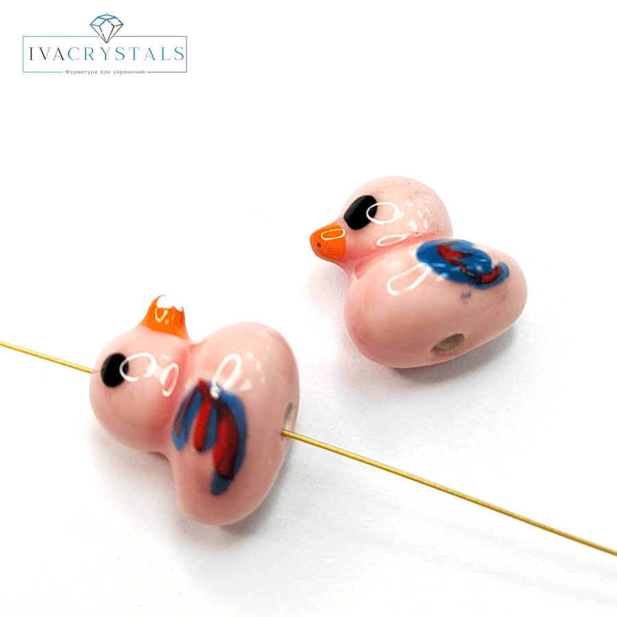 Уточка керамическая 12х9 мм, штука Персиковая