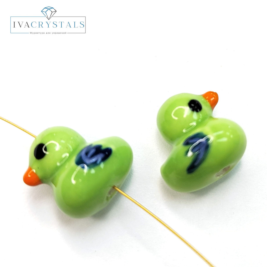 Уточка керамическая 12х9 мм, штука Фисташковая (светло-зелёная)