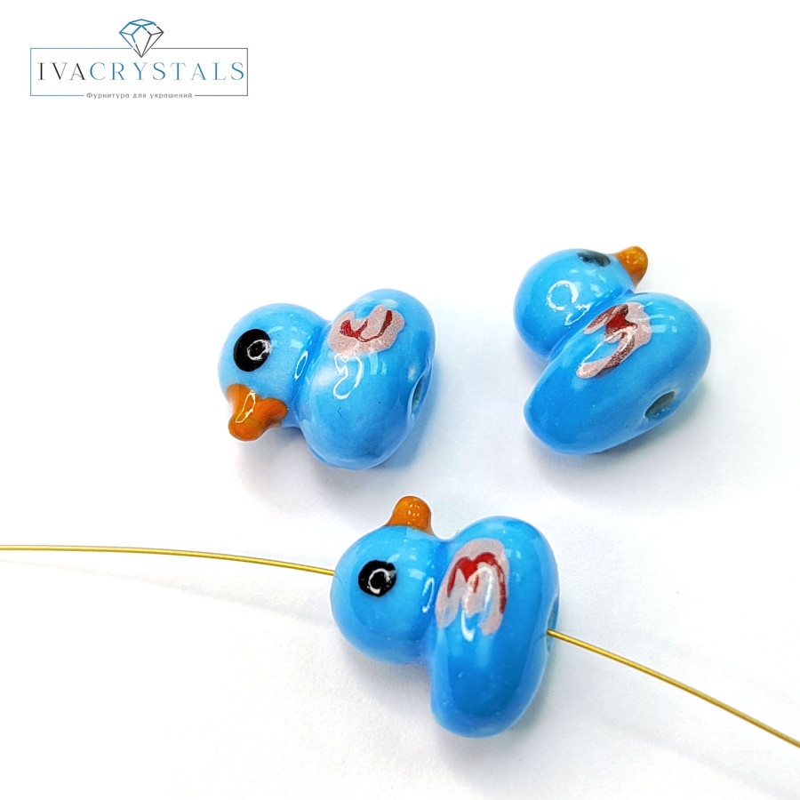 Уточка керамическая 12х9 мм, штука Бирюзовая