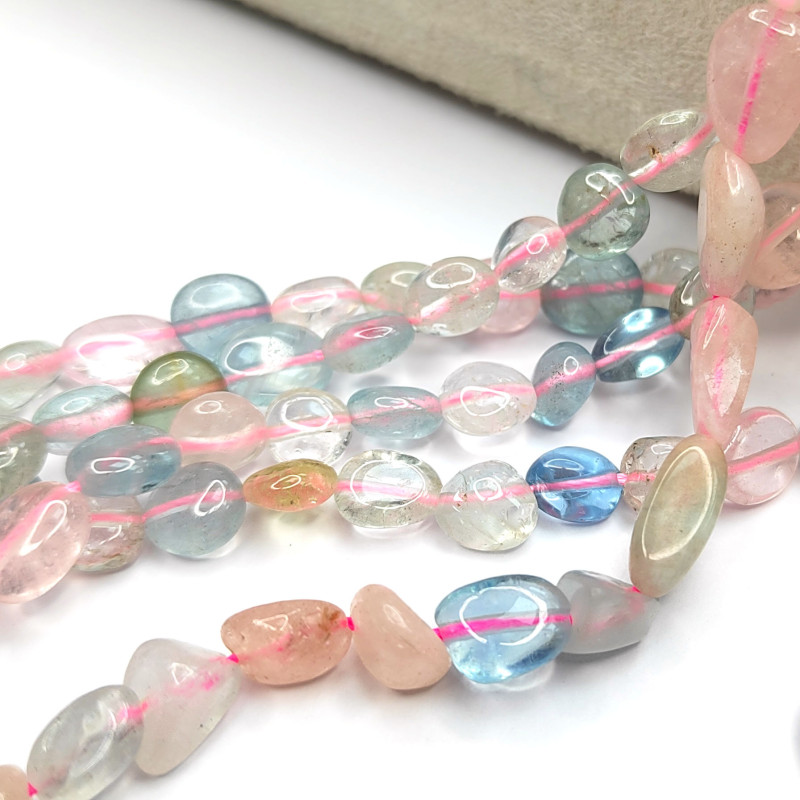 Берилловый кварц натуральный, Галтовка 6-8 мм, НИТЬ 40 см