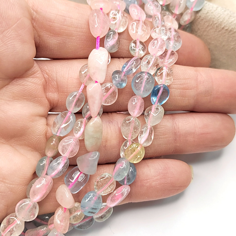 Берилловый кварц натуральный, Галтовка 6-8 мм, НИТЬ 40 см