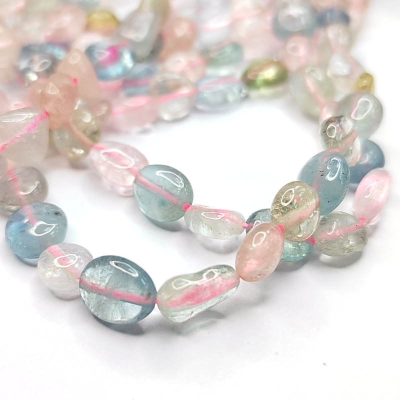 Берилловый кварц натуральный, Галтовка 6-8 мм, НИТЬ 40 см