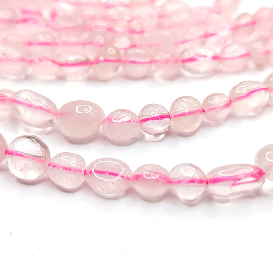 Розовый кварц натуральный Галтовка 6-10 мм, НИТЬ 39 см