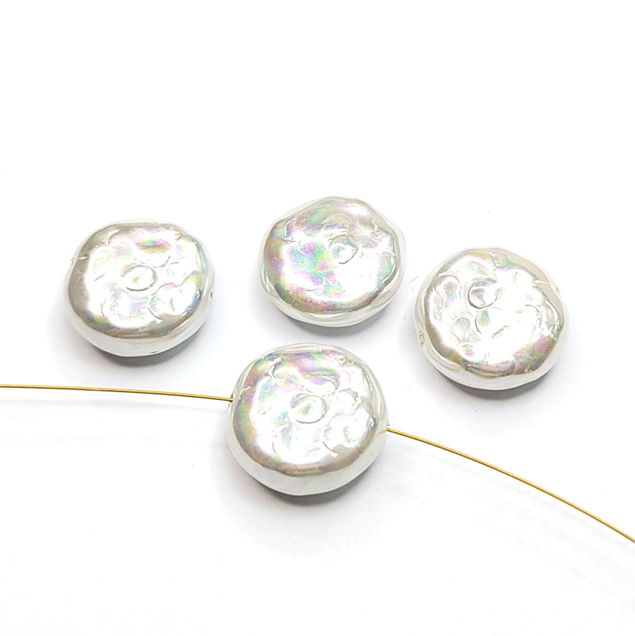 16 мм Жемчуг майорка LUX, форма Таблетка, цвет молочный, ШТУКА