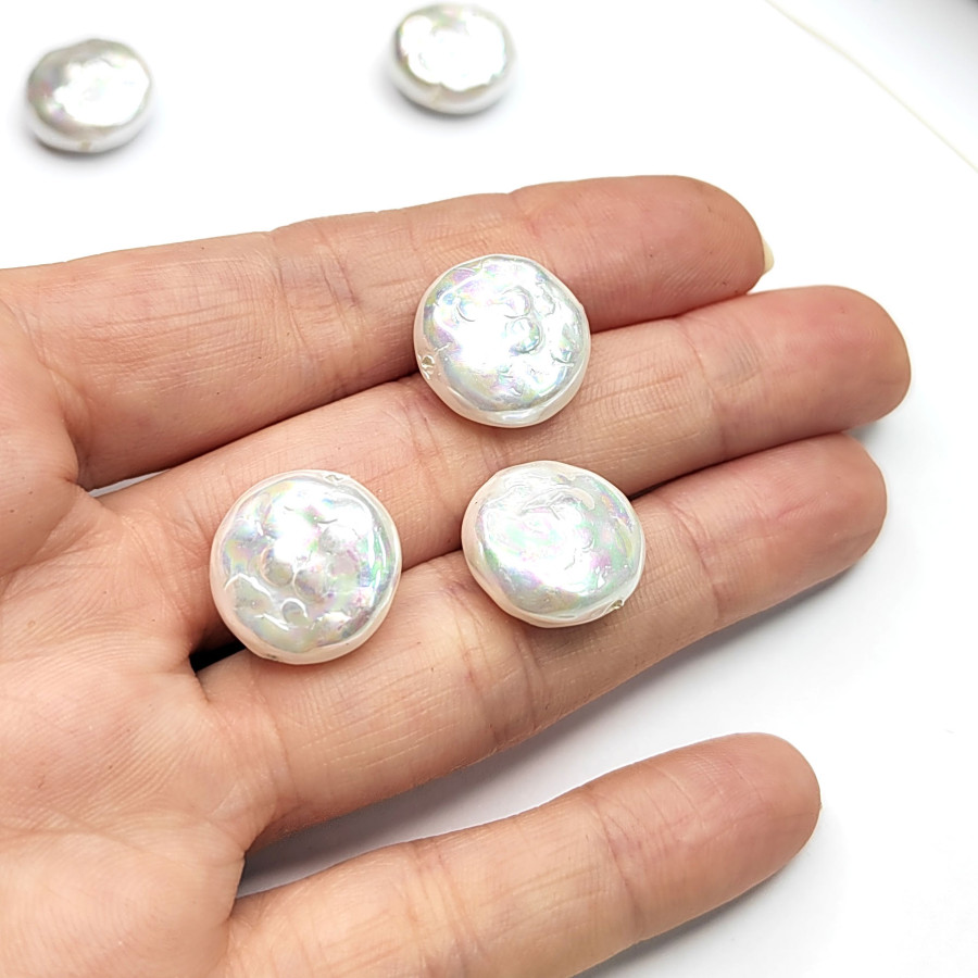 16 мм Жемчуг майорка LUX, форма Таблетка, цвет молочный, ШТУКА