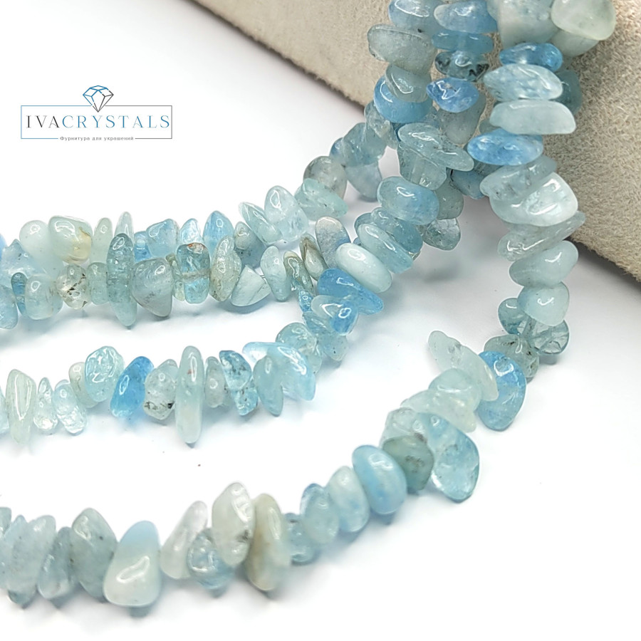 Аквамарин натуральный, Крошка 7-11 мм, нить 39 см