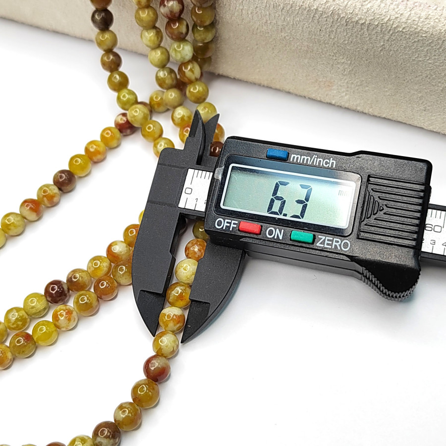 6 мм Хризолит натуральный, гладкий шар, нить 39,5 см