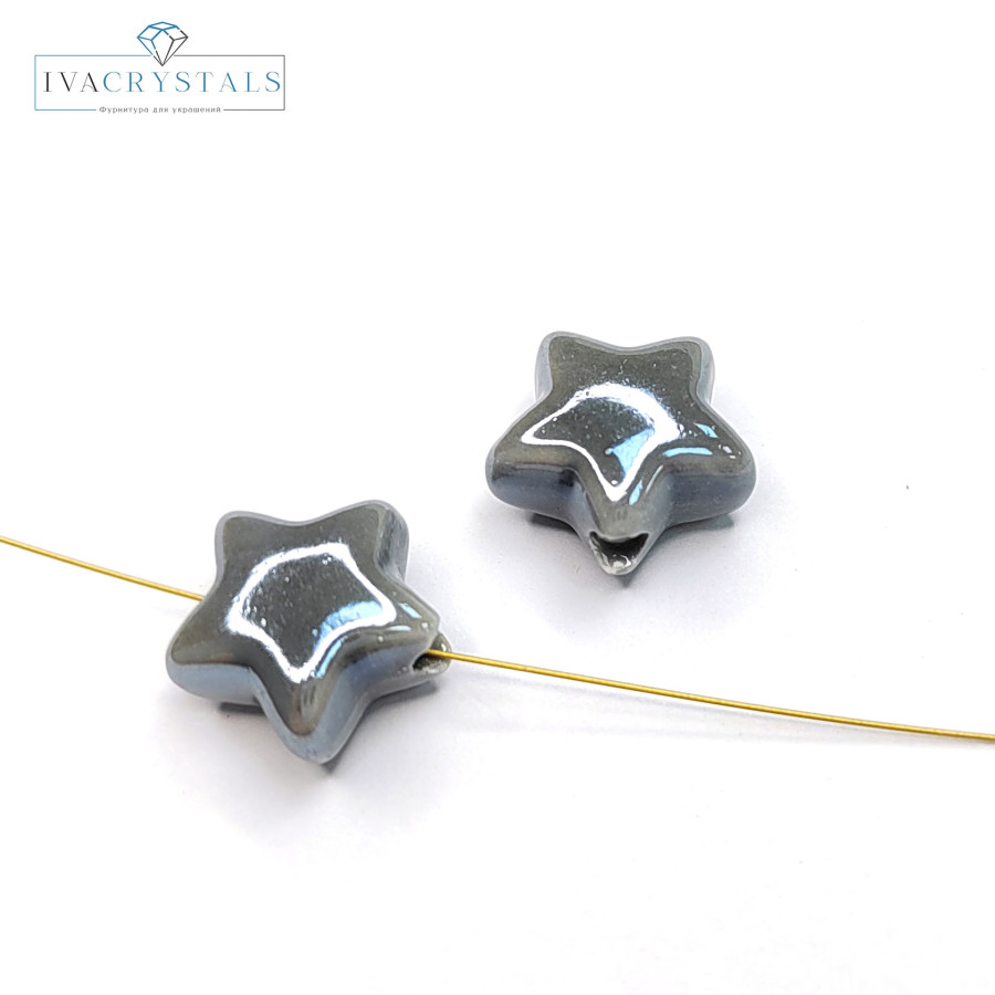 Звезда керамическая 13,5 мм, штука Серый