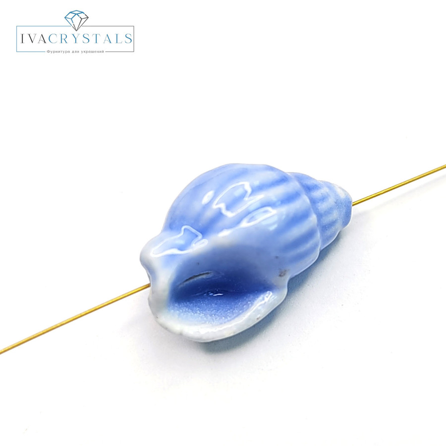 Ракушка керамическая 20х13 мм, штука Голубой