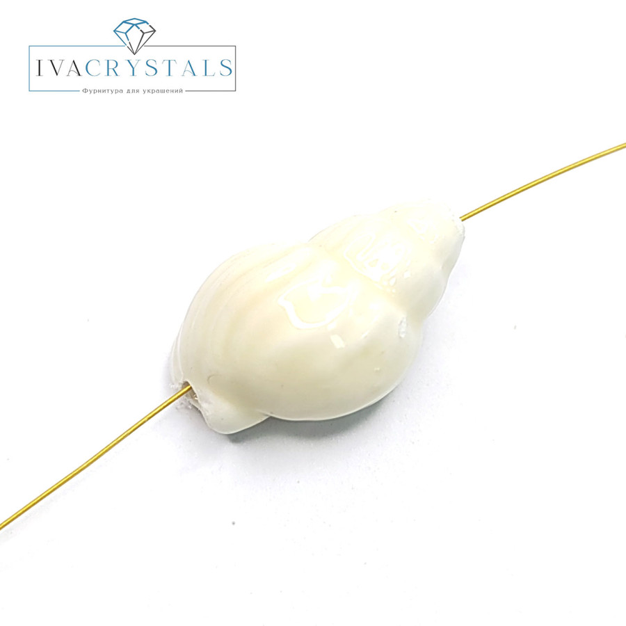 Ракушка керамическая 20х13 мм, штука Молочный белый