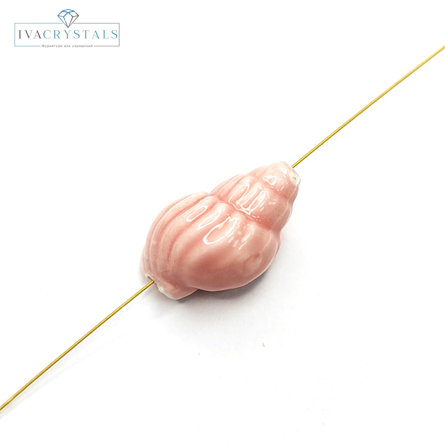 Ракушка керамическая 20х13 мм, штука Персиковый