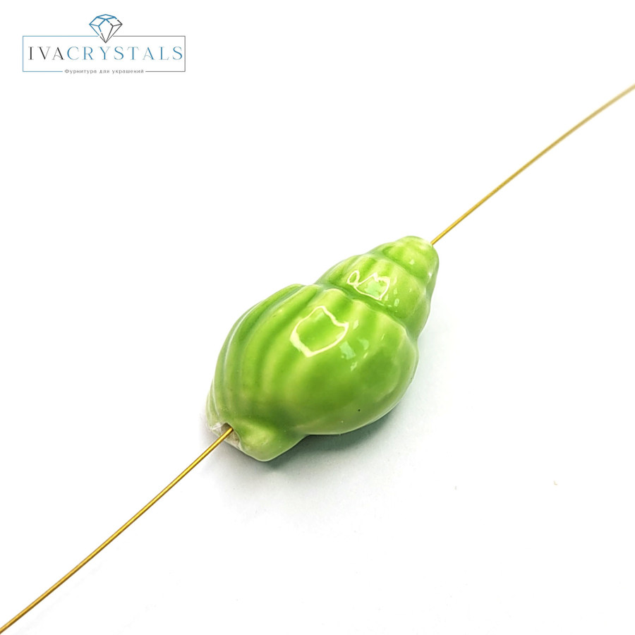 Ракушка керамическая 20х13 мм, штука Светло-зелёный