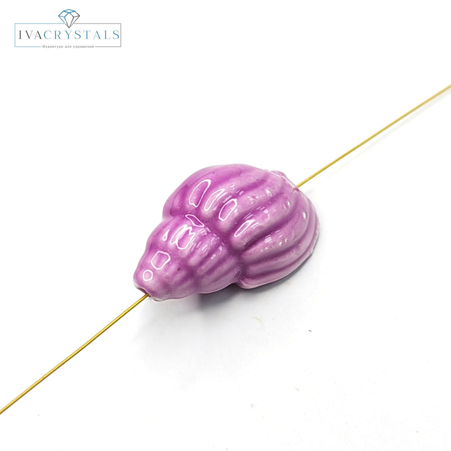 Ракушка керамическая 20х13 мм, штука Сиреневый