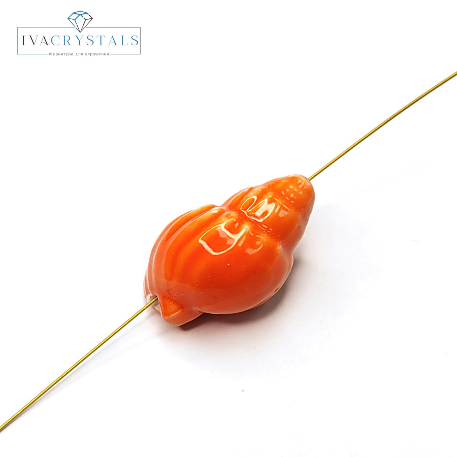 Ракушка керамическая 20х13 мм, штука Оранжевый