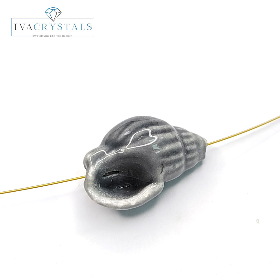 Ракушка керамическая 20х13 мм, штука Серый