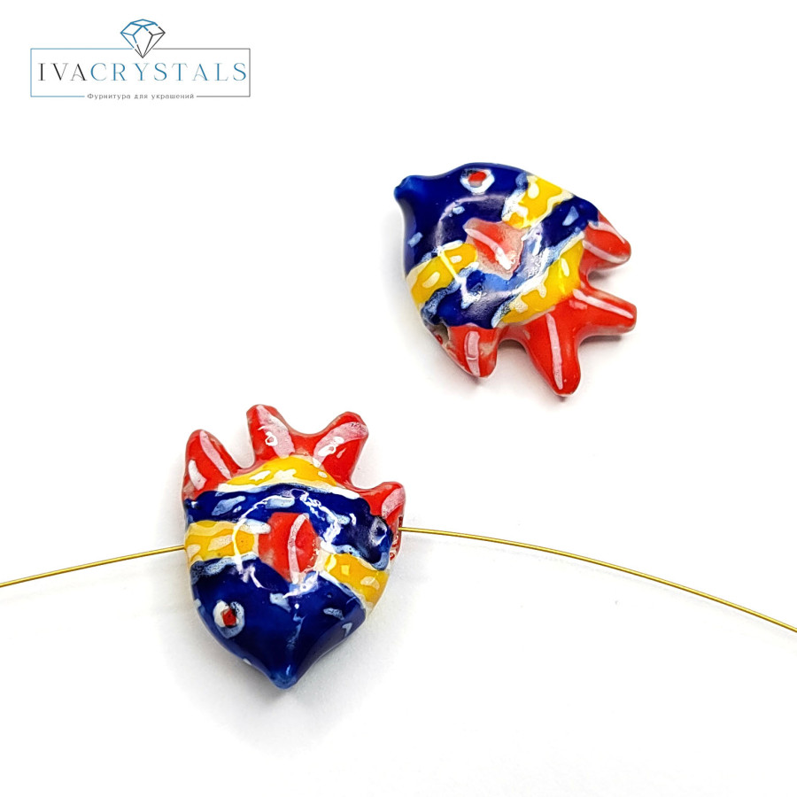 Рыбка керамическая 22 мм, штука Красный / Синий / Жёлтый