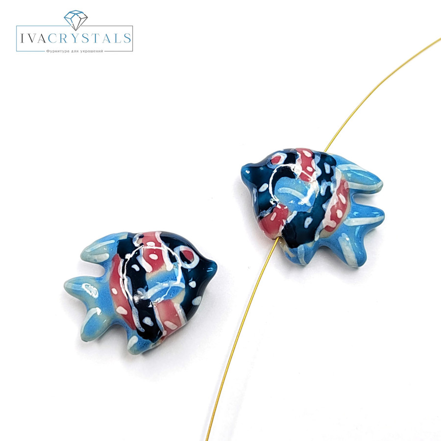 Рыбка керамическая 22 мм, штука Голубой / Синий / Пудровый