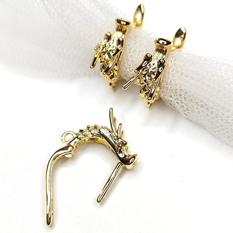 Швензы Драконы 15,5х5 мм, пара покрытие Позолота