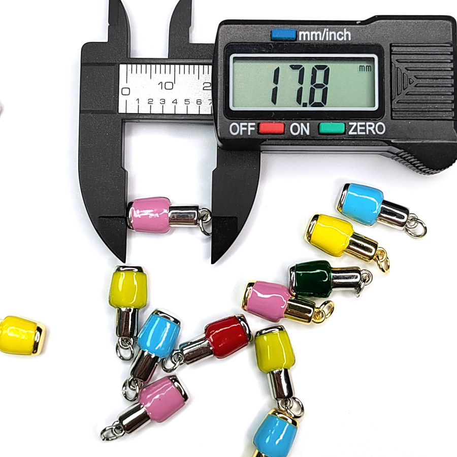 Подвеска Лак для ногтей 18х8 мм, цвет эмали Зелёный, штука