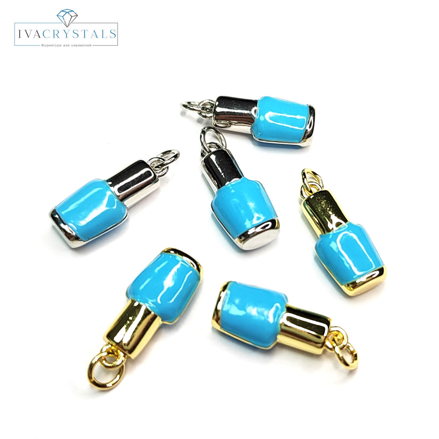 Подвеска Лак для ногтей 18х8 мм, цвет эмали Голубой, штука