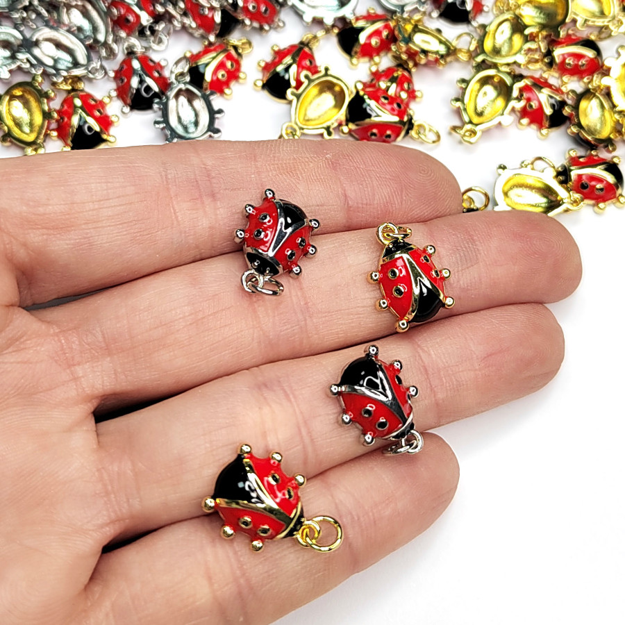 Подвеска Божья коровка 15х12 мм, штука