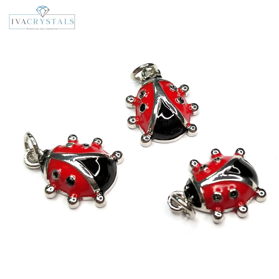 Подвеска Божья коровка 15х12 мм, штука покрытие Родий