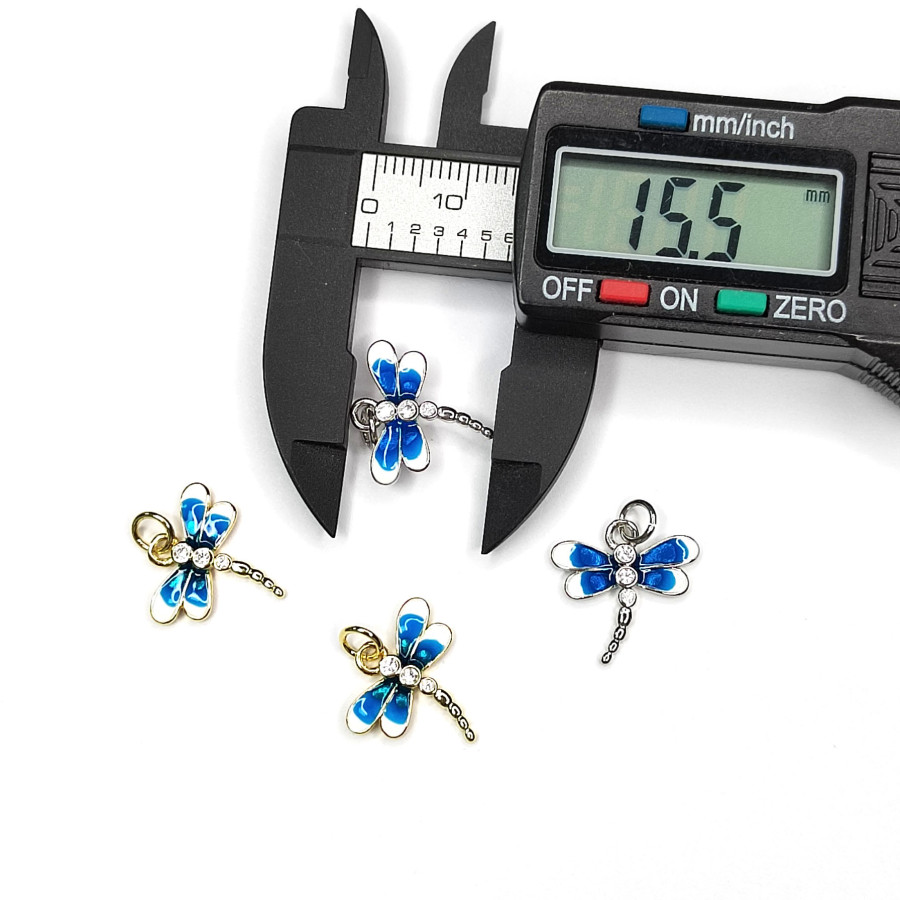 Подвеска Стрекоза с голубой эмалью 16х15 мм, штука