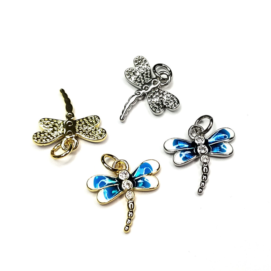 Подвеска Стрекоза с голубой эмалью 16х15 мм, штука