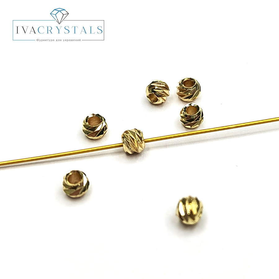2,6 мм Разделительные бусины резные, 10 штук Позолота