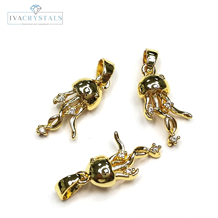 Подвеска Медуза 17х9 мм, штука покрытие Позолота