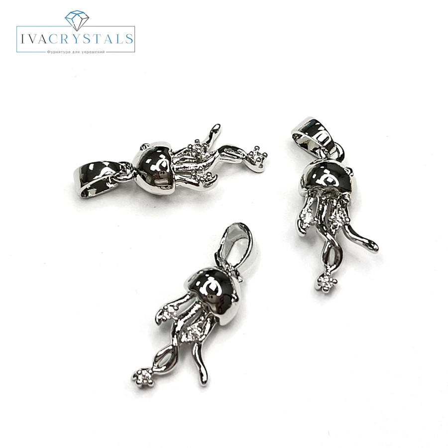 Подвеска Медуза 17х9 мм, штука покрытие Родий