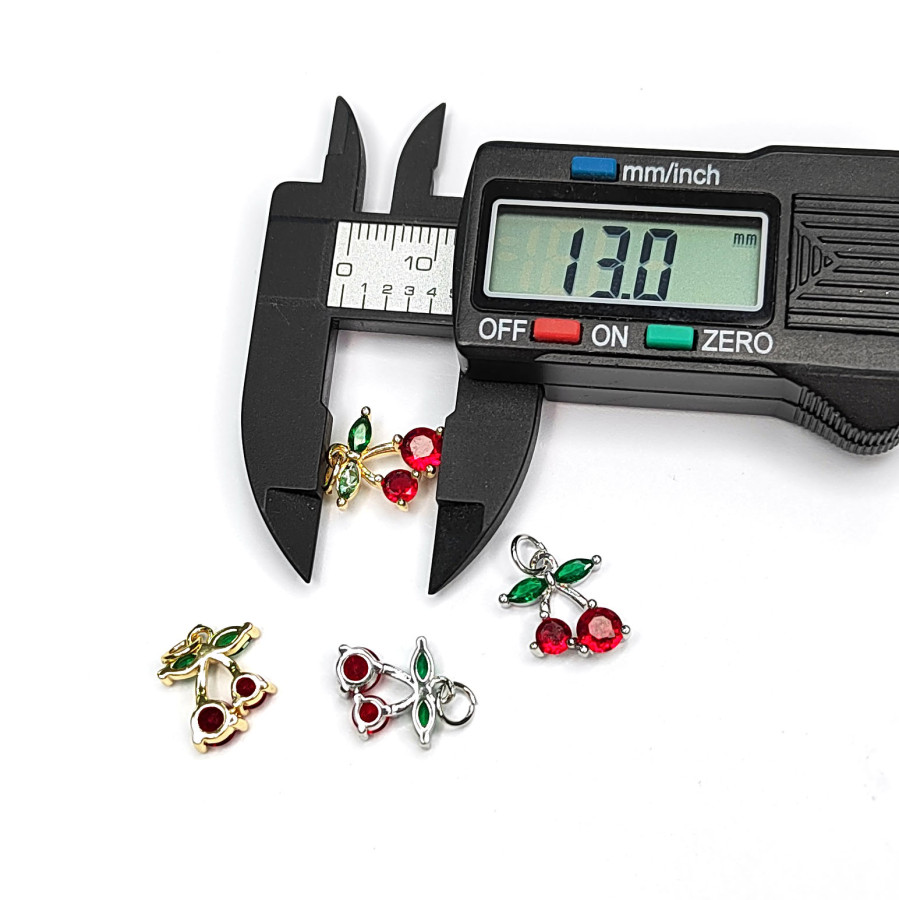 Подвеска Вишенки (ягодки) 13 мм с фианитами, ШТУКА